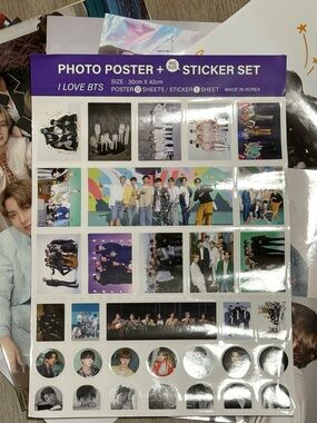 I Love BTS 8 30cm x 42cm Photo Posters And Sticker Sheet Set K-pop Bts
